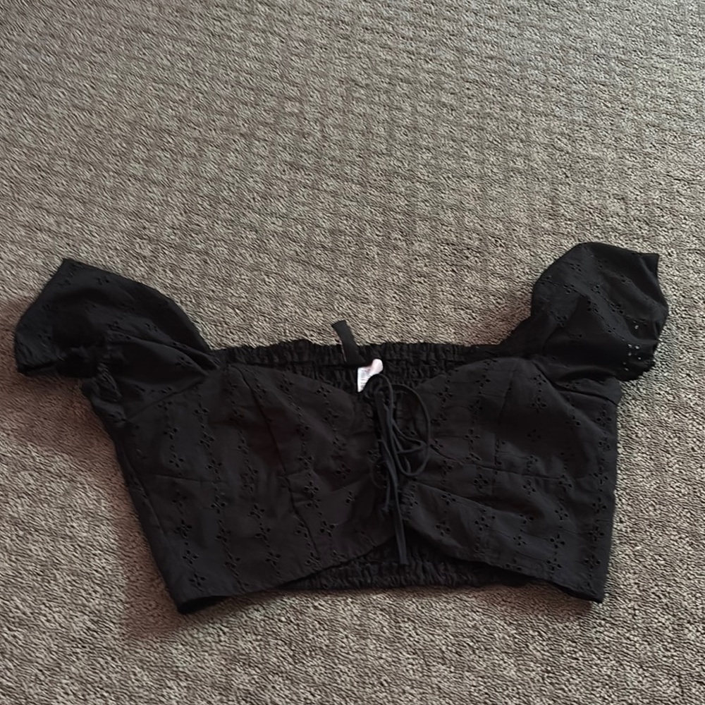 Elegant Black Lace-Up Women's Top